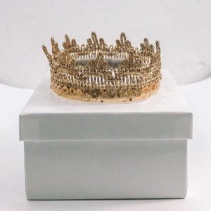 Newborn Lace Crown for Photoshoot | Gold Crochet Crown